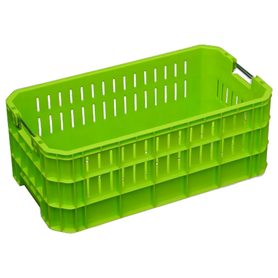 Hands-free crate (with metal handles), Food-grade high-density polyethylene
