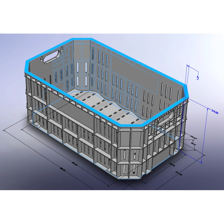 Large Hands-free Crate, Food-grade high-density polyethylene